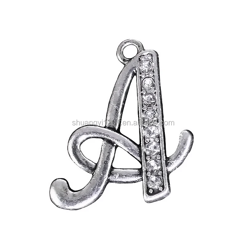 Jewelry Finding Diy Initial Crystal Letter A Charms Pendants For Bracelets