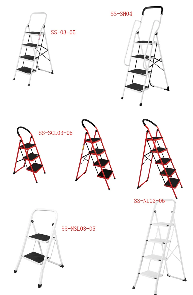 Anti-slip sturdy and wide pedal steel step mobile ladder stool with handrail