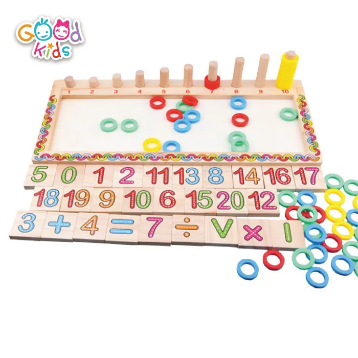
Montessori Rainbow Children Preschool Teaching Aids Counting and Stacking Board Wooden Math Toy 