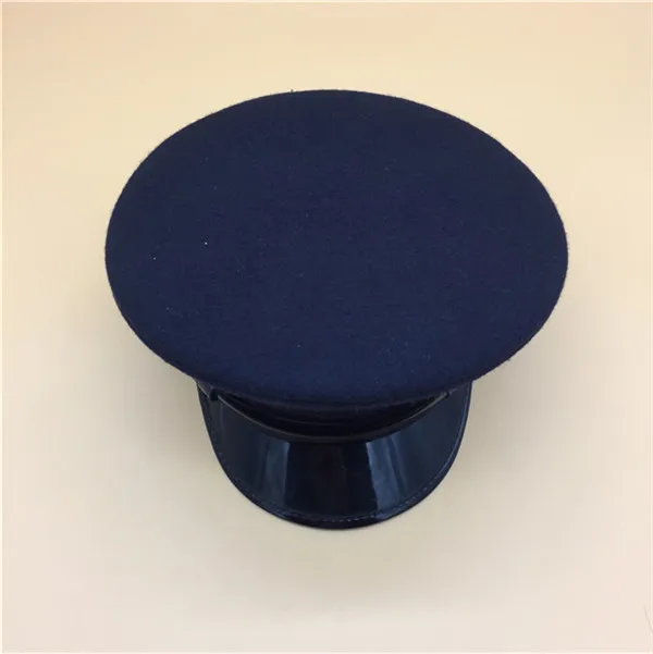 Welcome to custom high crown navy blue wool fabric officer visor cap big lip hats