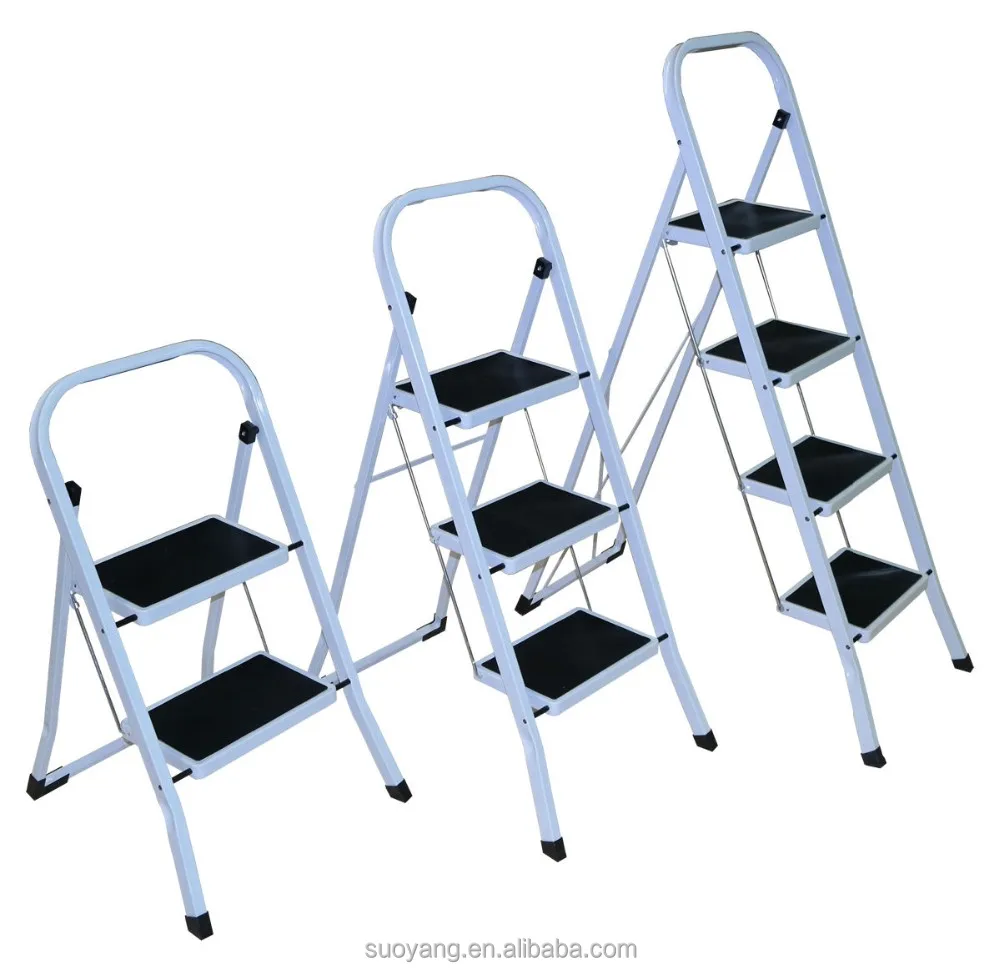 2022 new design compact foldaway 3 stool double side step ladder with handle