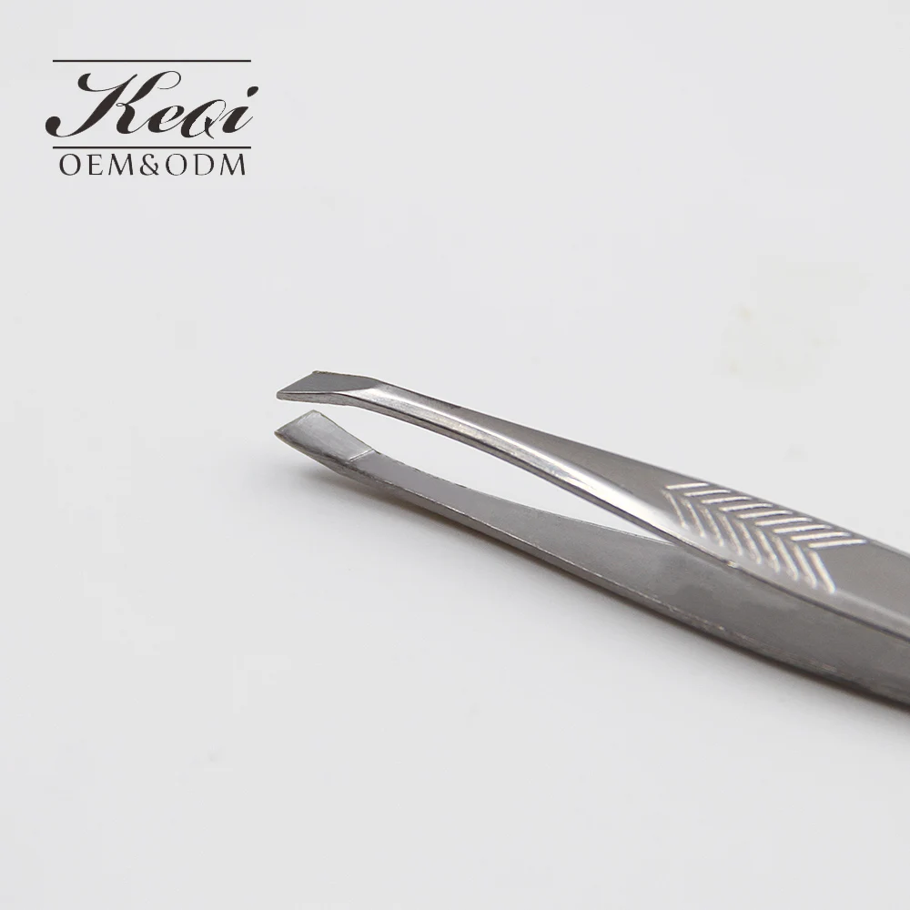 KEQI Personal care items portable cheaper price stainless tweezers eyebrow slant tweezers