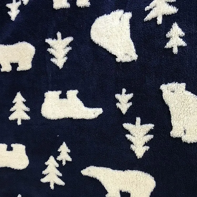 Bed Sheet Fabric 100% Cotton Pu Coating Polyester Cationic Jacquard Fleece Shu Velveteen Fabric