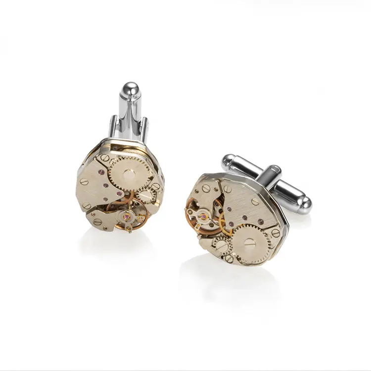 Wholesale Mechanic Cuff Link Marlary Stainless Steel Steampunk Gear Watch Movements Steampunk Cufflinks For Men