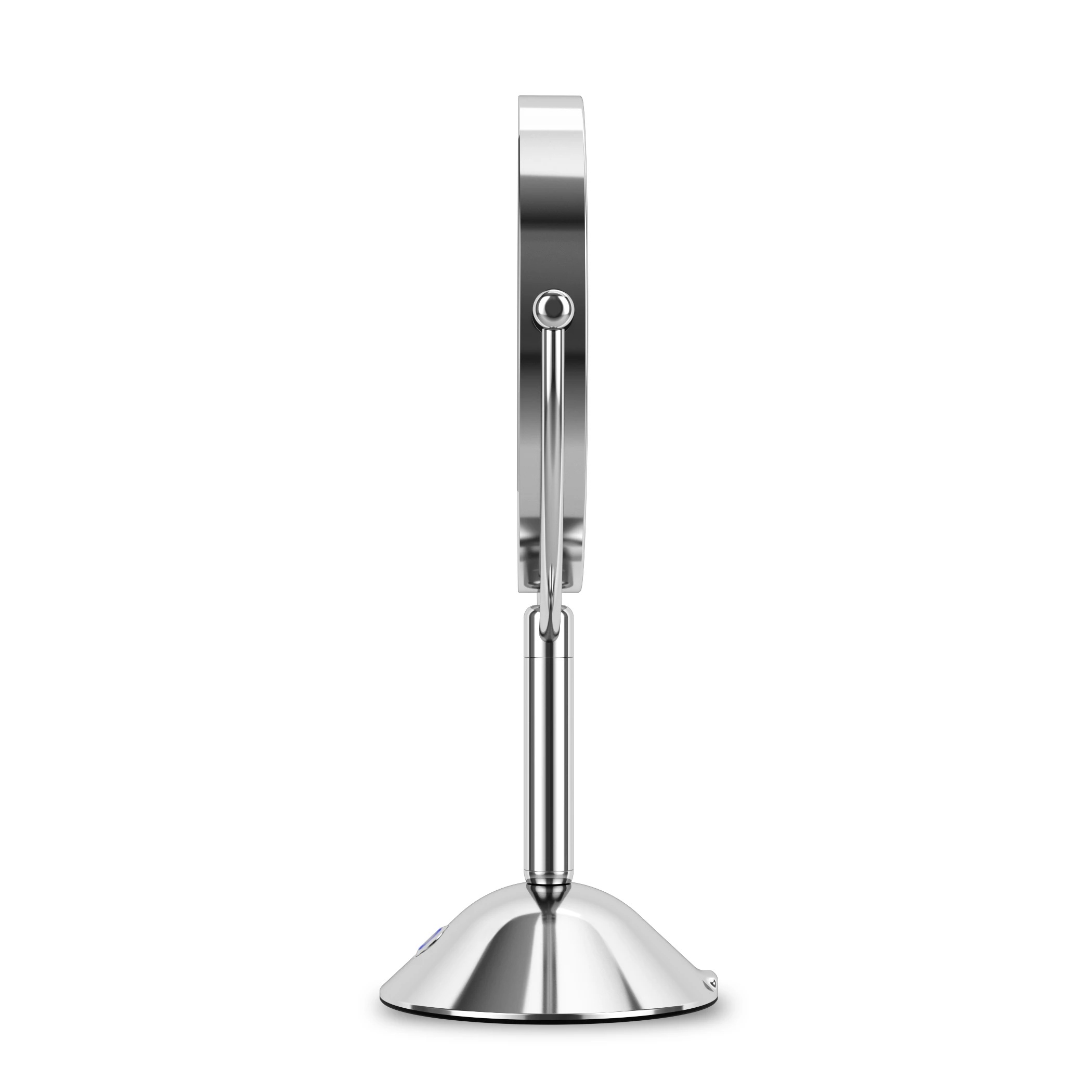 Iron Chrome Plated Double Sided 10X Magnifying Illuminated Pedestal Mirror For Makeup Vanity