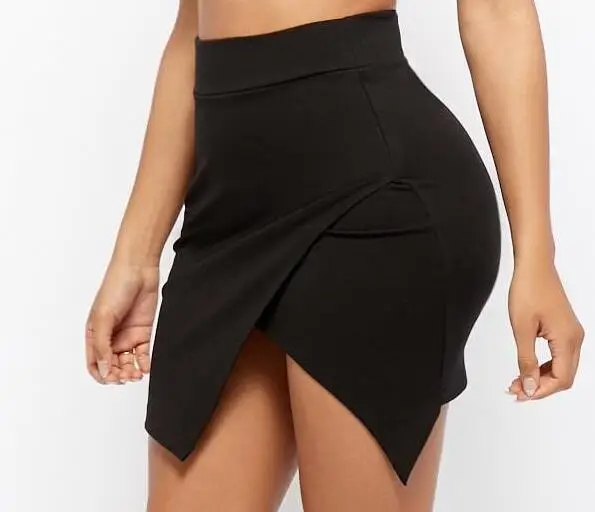 women black pencil high-waisted split mini   skirt/dress