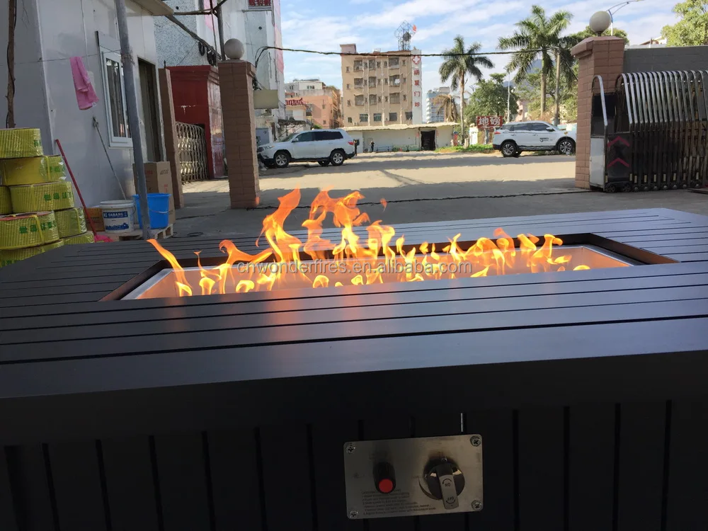 
Promo outdoor Rectangle Aluminum Gas Fire pit Table, 55000 BTU,Stainless steel drop in pan 