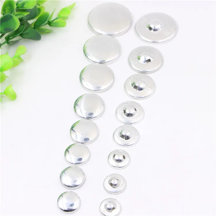 Different size shank aluminium fabric covered button moulds blank pin with iron wire back