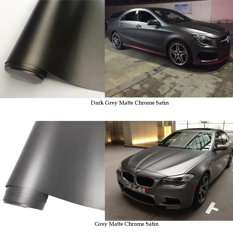 Matt Chrome Grey Satin Finish Car Vehicle Wrapping Vinyl Sheet Sign Sticker Graphic