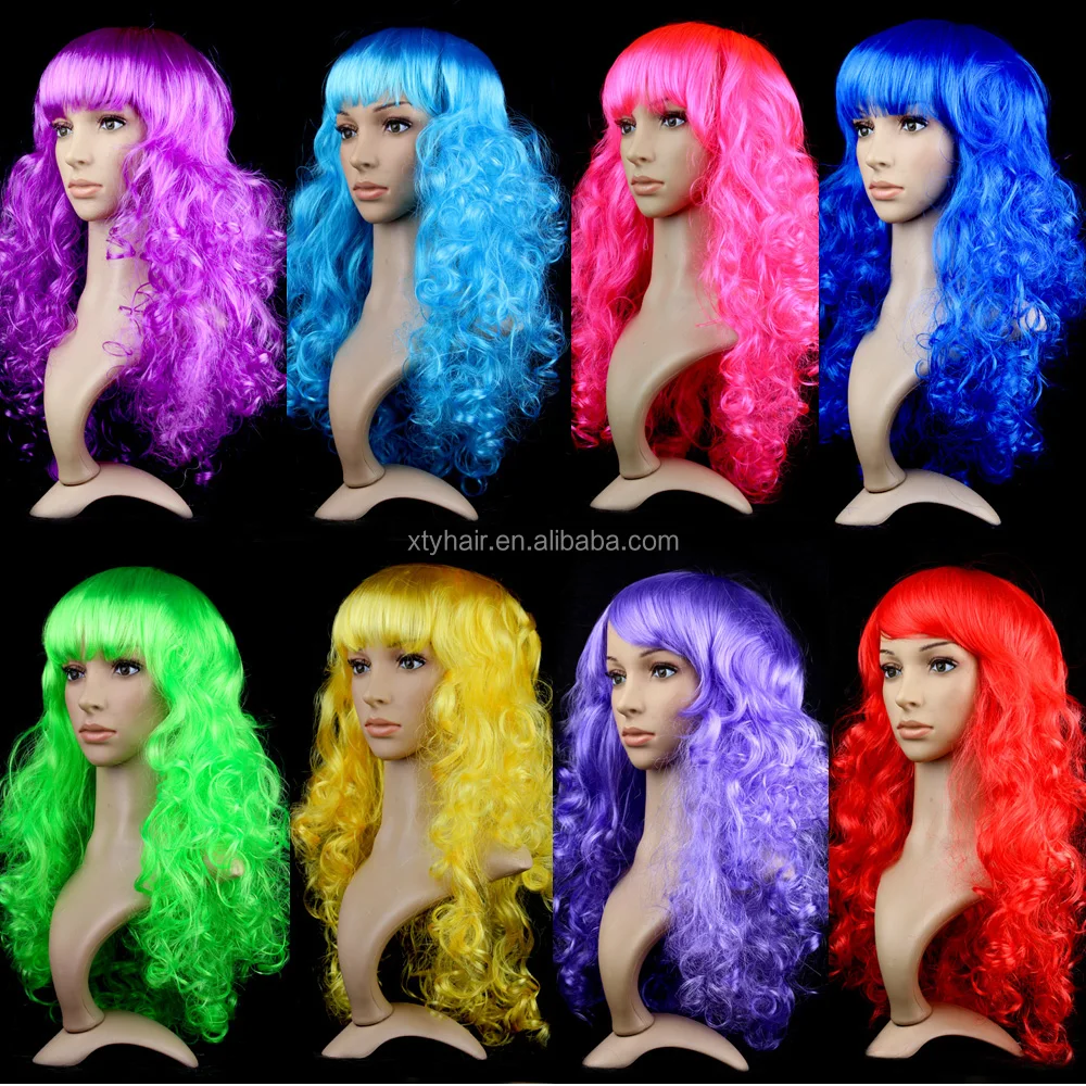 Wholesale long cosplay wig 2016 new synthetic machine made with body wave