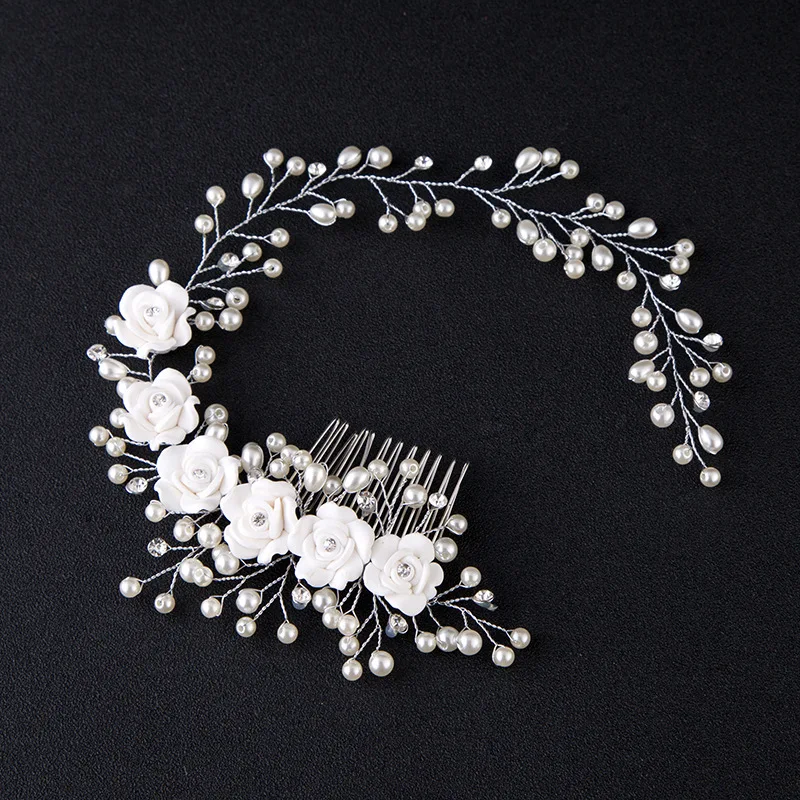 korean magic hair comb handmade pearl flower hairband hair accessories bridal