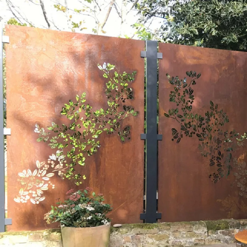 Лазерная резка Corten стальной экран панели забора с порошковым покрытием черные