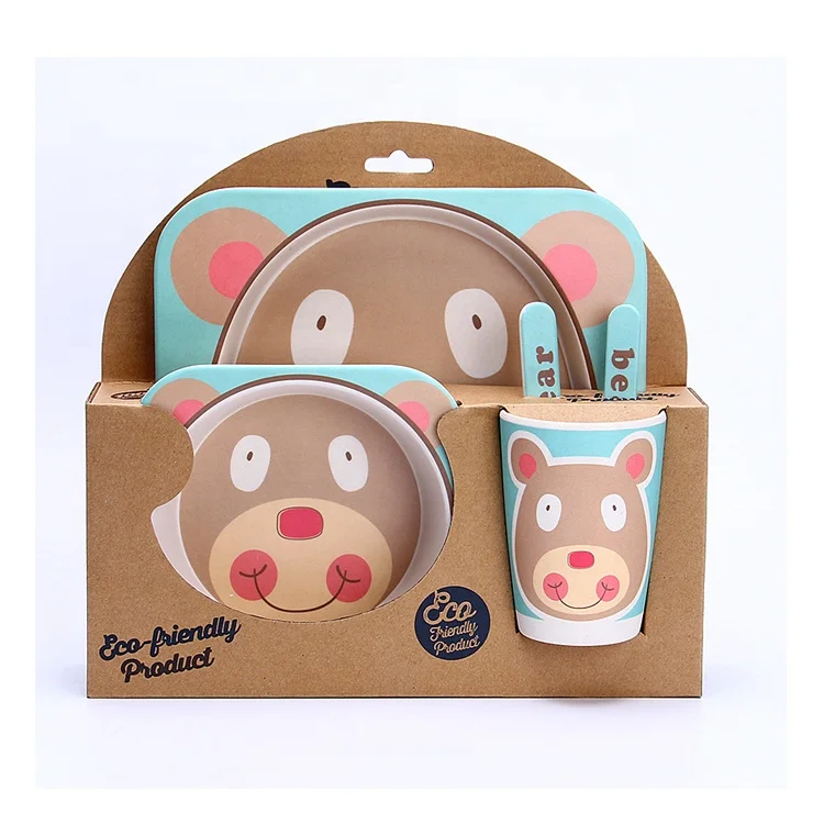 Набор экологически чистых детских бамбуковых волокон без бисфенола А Бамбуковая посуда для детей