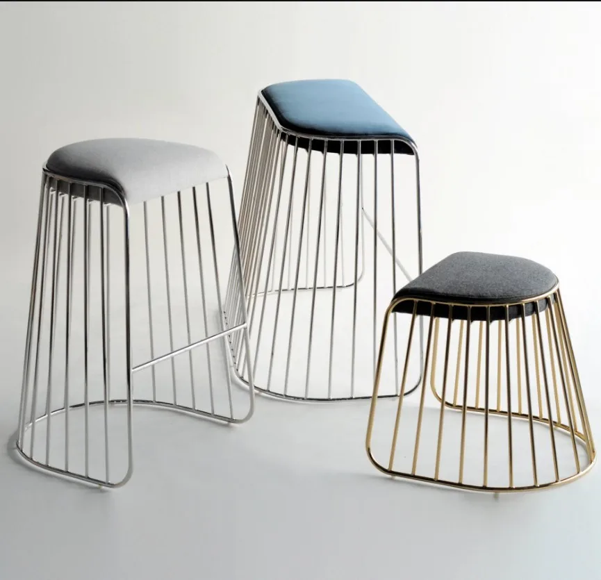 Роскошный латунный барный стул с вуалью для невесты для отдыха, Роскошная золотая металлическая обеденная рама из нержавеющей стали