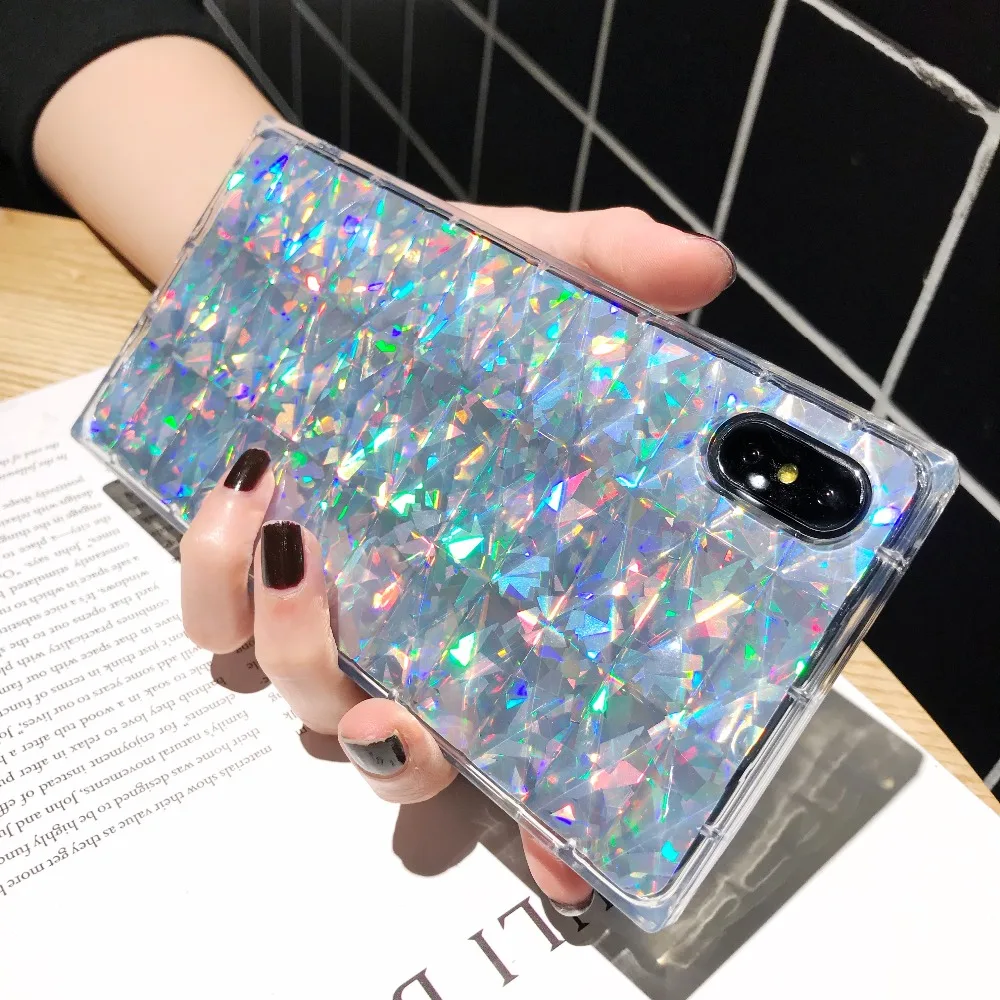 OEM QJZL For iPhone XR/ XS MAX/ 6S 7 8 Plus Candy 3D Glitter light Transparent Cover Coque For iPhone 7 Case soft silicon Cover