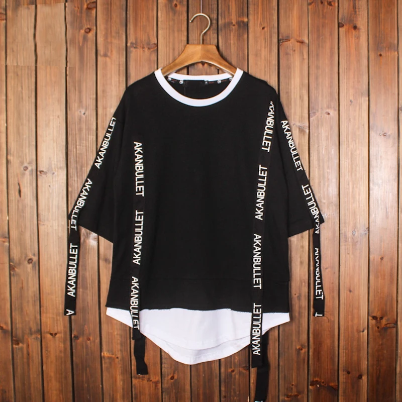 
2020 New Design Wholesale Fashion High Street Men T shirt with long Ribbons 