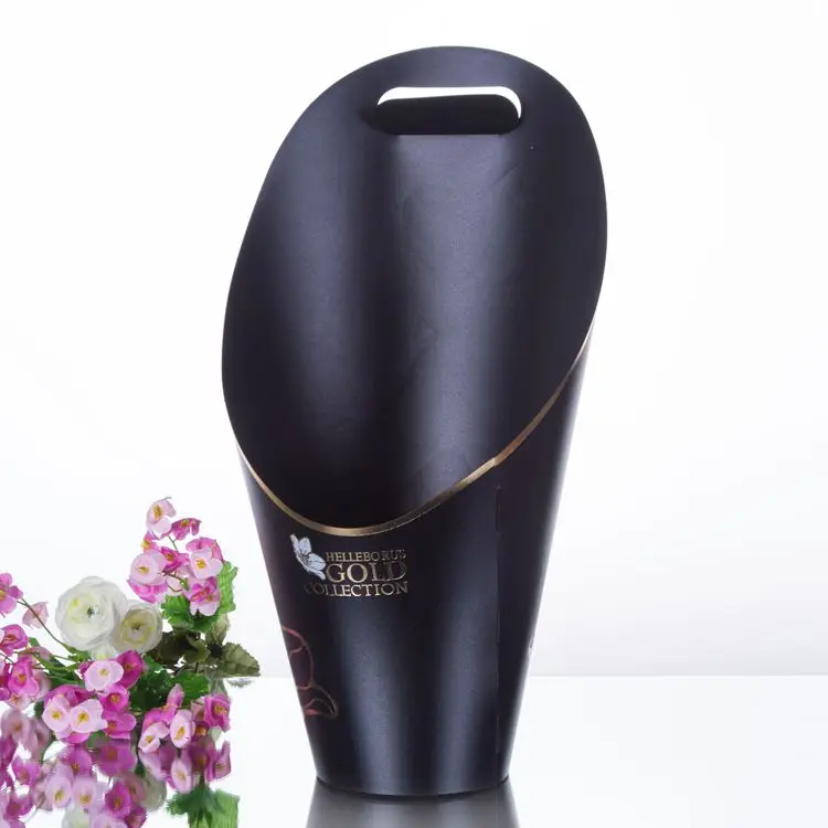 
Luxury paper tube black gold printing flower box cylinder for flowers packaging gift box 