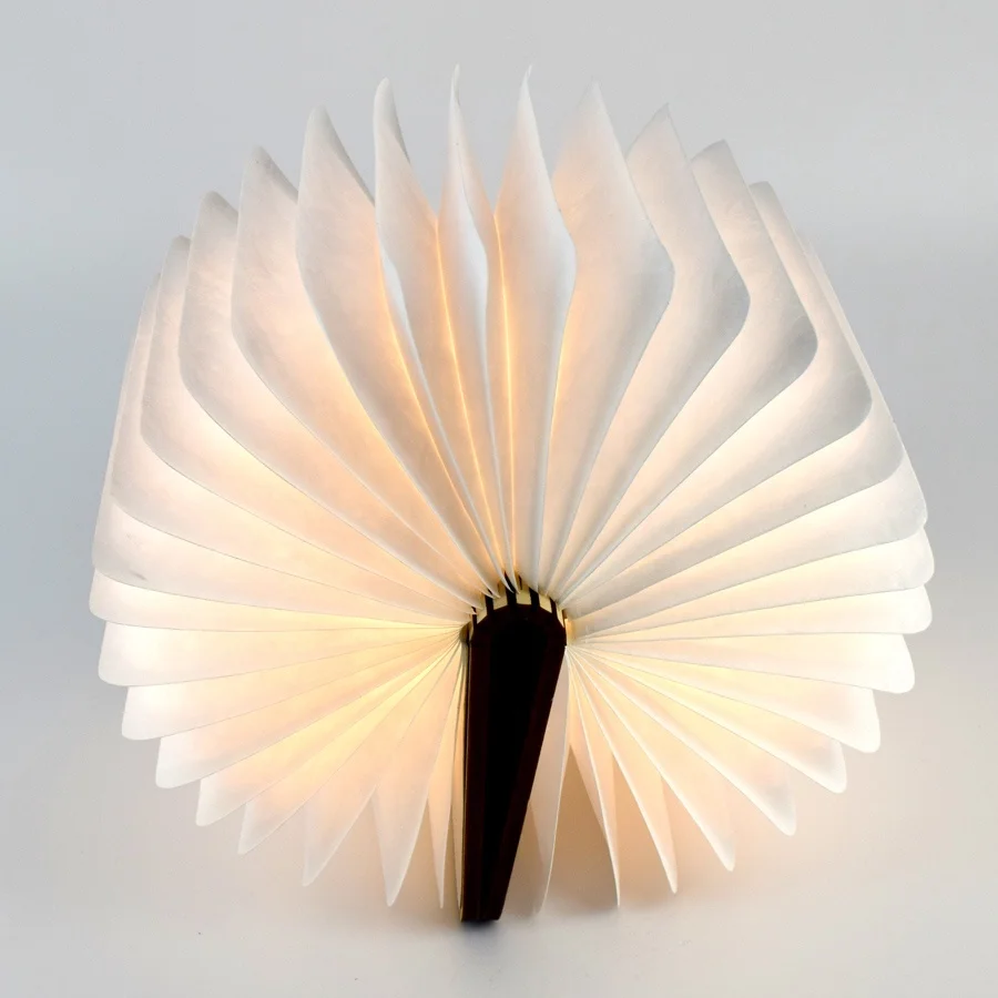 Elegant Book Lamp Mini Wooden Cover Folding LED Book Light