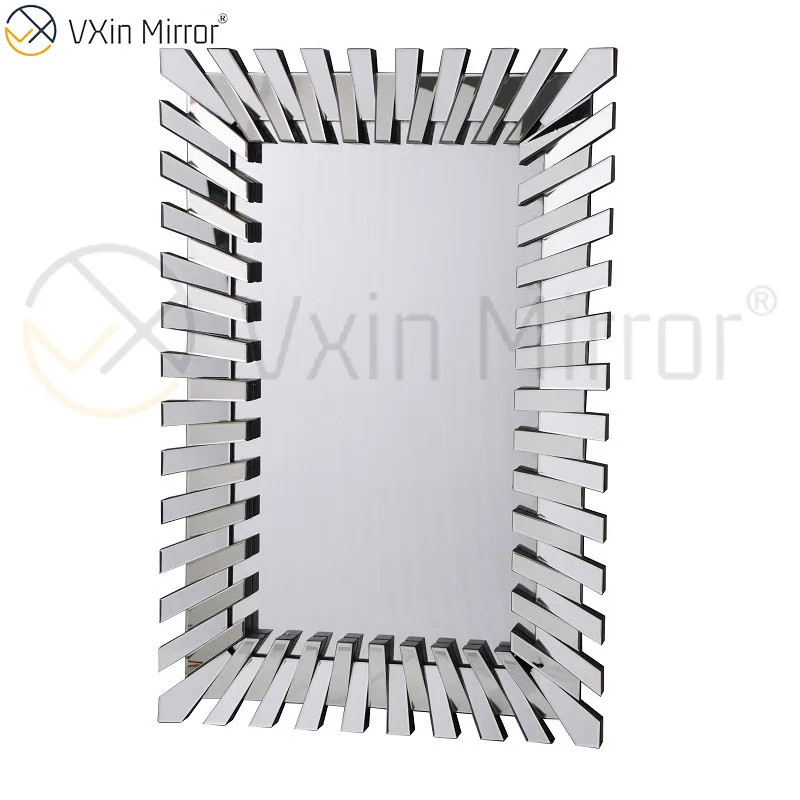 Starburst Большой полной длины Серебряные стильные 3D прямоугольный Современная гостиная спальня настенное зеркало WXM-1041