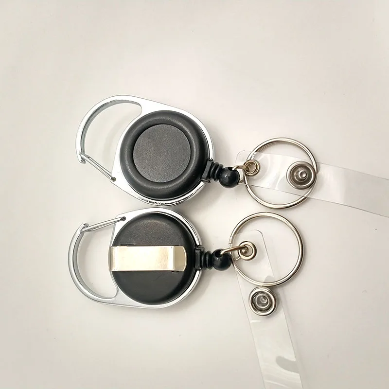 Retractable Plastic Roller Name Badge Clip Carabiner Keychain Badge Reel With Personalized LOGO