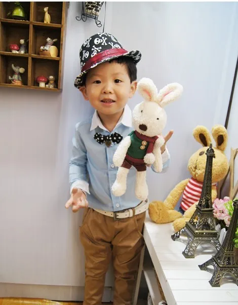 
wholesale fashion boys and girls cotton long-sleeved bow shirt blouse 