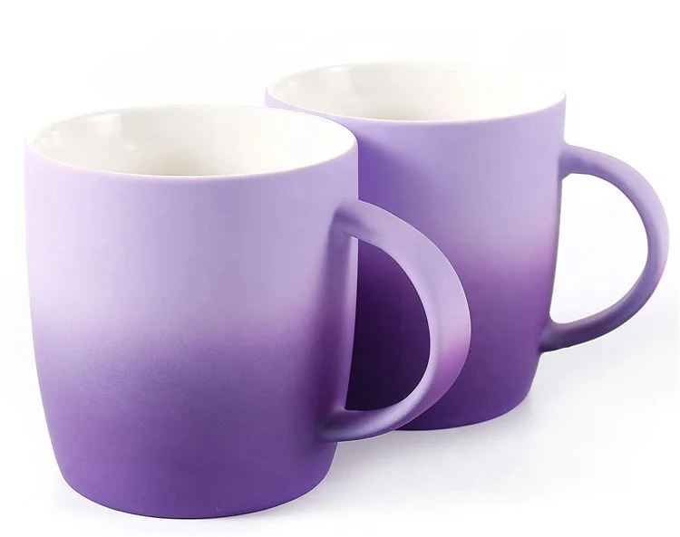 New design purple colorful reactive glazed ceramic cheap bulk coffee mug tea cup for promotional