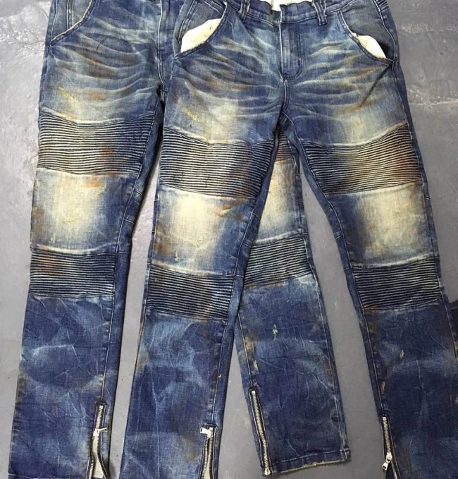 China Wholesales OEM Custom Manufacturers Dropshiping Mens Distressed Custom Skinny Ripped Denim Biker Jeans 019