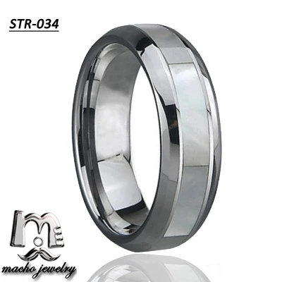 Top Quality Tungsten Carbide Ring with Double Abalone Shell Inlay for Men Engagement Wedding Bands