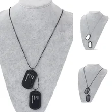 1pc Military Army Style Black 2 Dog Tags Chain Mens Pendant Necklace W/Tracking Jewelry Accessories
