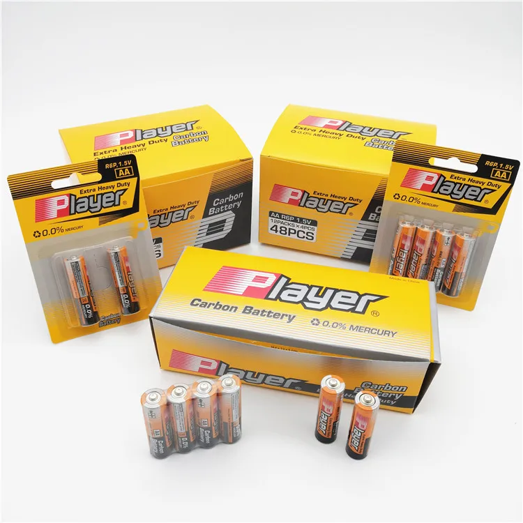R6P UM-3 2Pcs/Shrink Pack 1.5V Dry Cell Heavy Duty Cheap Carbon Zinc AA Battery Pack
