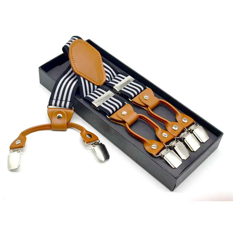 factory 4 clips  Classical Adjustable Jacquard  Elastic Y Back Men Suspender  adult  elastic braces  for Trousers
