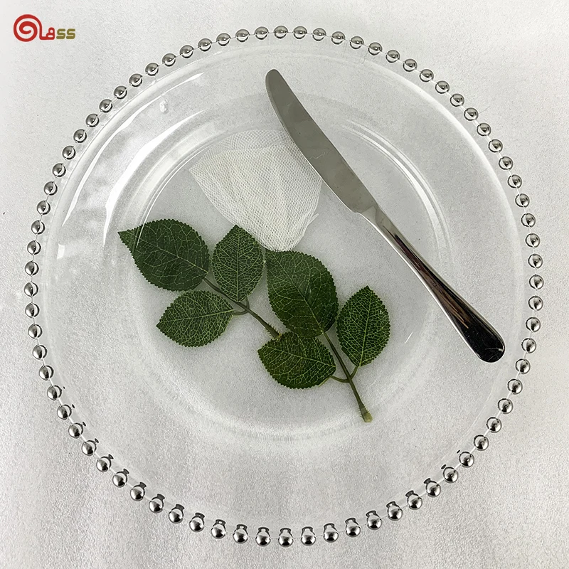 Charger Plates Dinnerware Set Fruit Service Plate Gold Rim Glass for Wedding Banquet Camping Minimalist Transparent Plate Dish