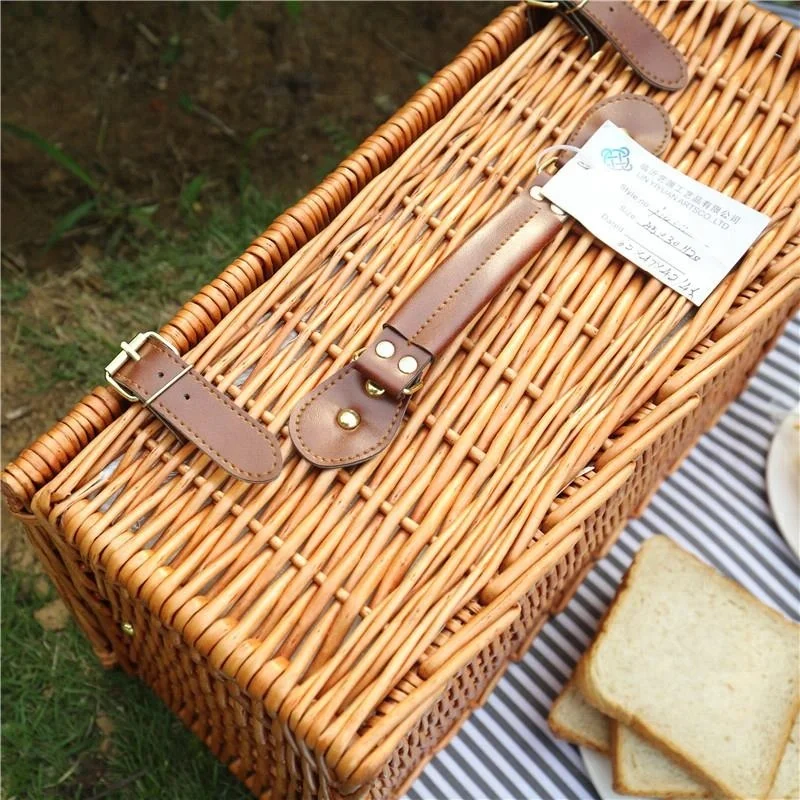 Wicker Picnic Hamper Basket 4 Person