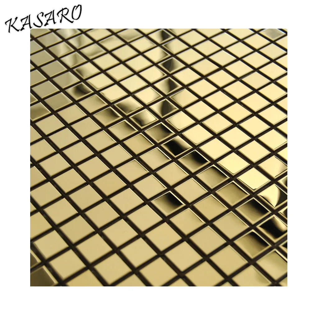 
Gold Brushed Stainless Steel Sheet Wall Mosaic Tile 