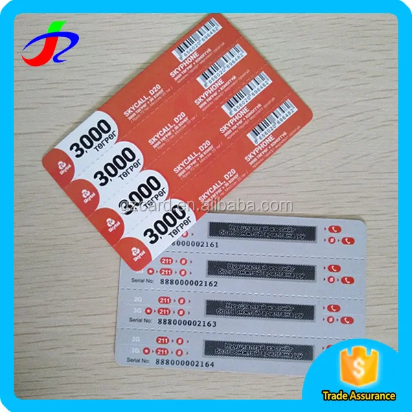 
Card size mobile phone prepaid scratch pin phone card 