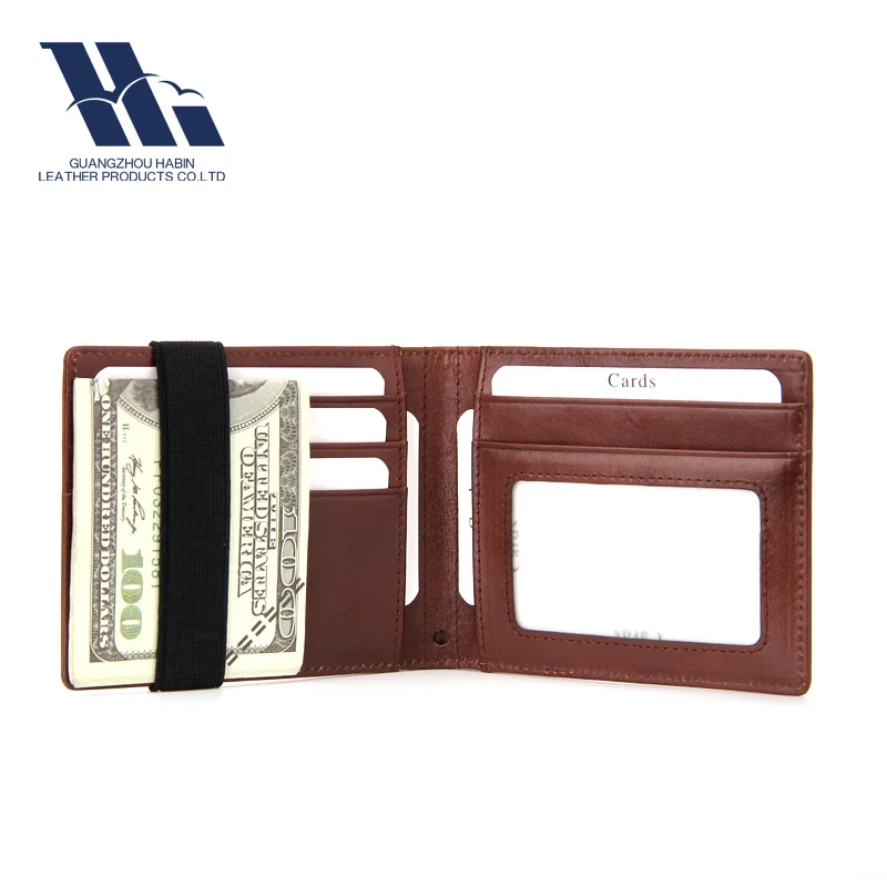New Hight Quality Bifold Blocking Wholesale Leather Money Clip Wallet With Elastic Band