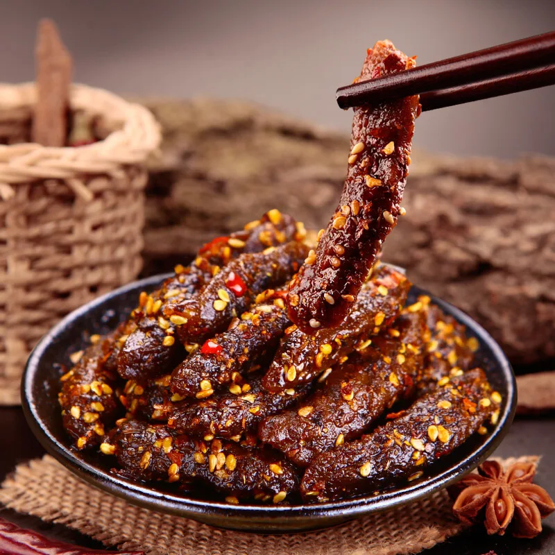 
Shu Dao Xiang Online Wholesale Shop Bulk Items Beef 200g Spicy Snacks Jerky Processing Plant Cattle Meat Beef Jerky 