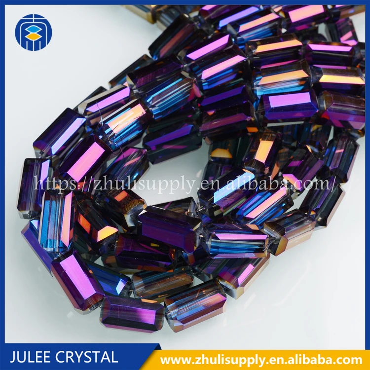 
Faceted Crystal Glass Rectangle Square Tube Crystal Long Cube Stick Beads 