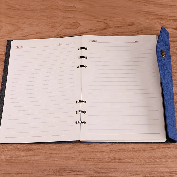 6 circle leather cover spiral planners notebook Metal Button Magnetic closure with pen loop
