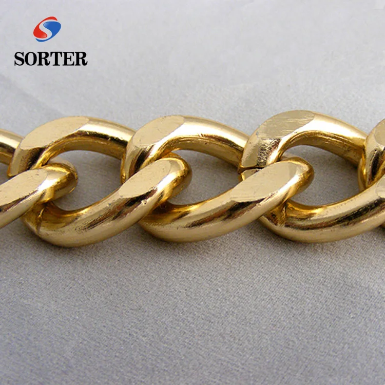 newest aluminum clothing 15 mm curb decorative metal chain