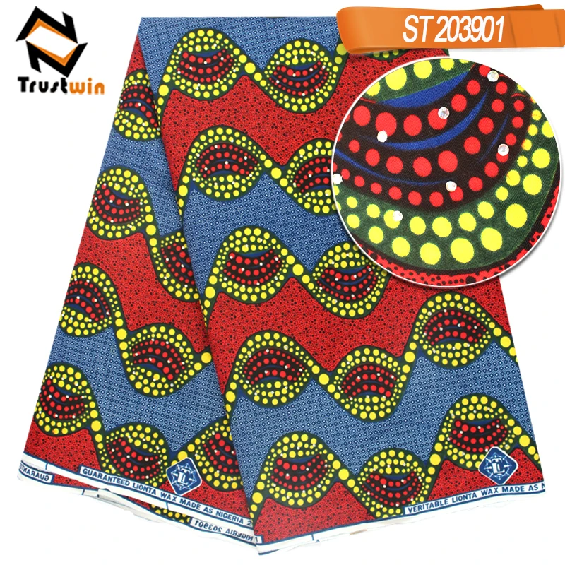 Hot sale african super java ankara wax print fabric with stones