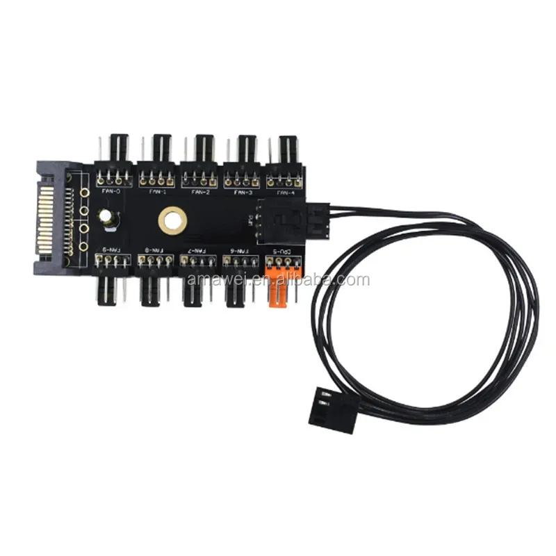  Охлаждающий вентилятор Sata от 1 до 10 Molex разветвитель кабель PWM 12 В со светодиодным адаптером питания для