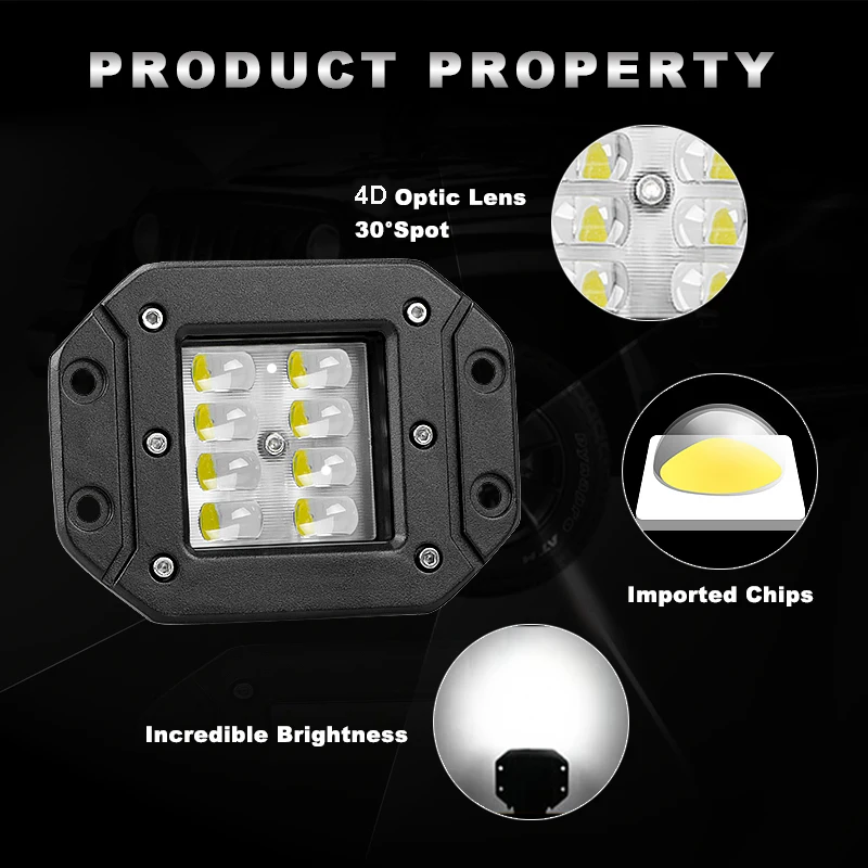 
New Arrival 5inch 4D 24W Flush Mount Car LED Tail Light 5" 24w LED Work Light Bar 12v 24v Spot Flood Combo Flush Mount LED Pods For 4WD 4x4 SUV ATV Offroad LED Light Bar