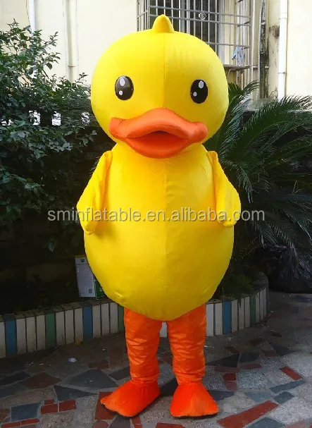 Желтая утка движущийся костюм талисман меховой рекламный мультяшный костюм для ношения