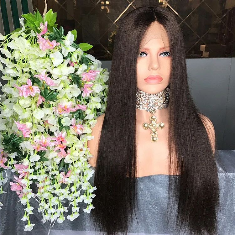 
Glueless Natural Brazilian Silk Top 100% Human Hair Full Lace Wig With Baby Hair 