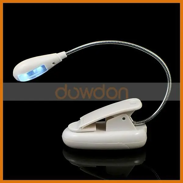 Mini Portable Book Lamp Desk Eage Clip Light Flex Metal Tube 2 LED Q3 Book Light