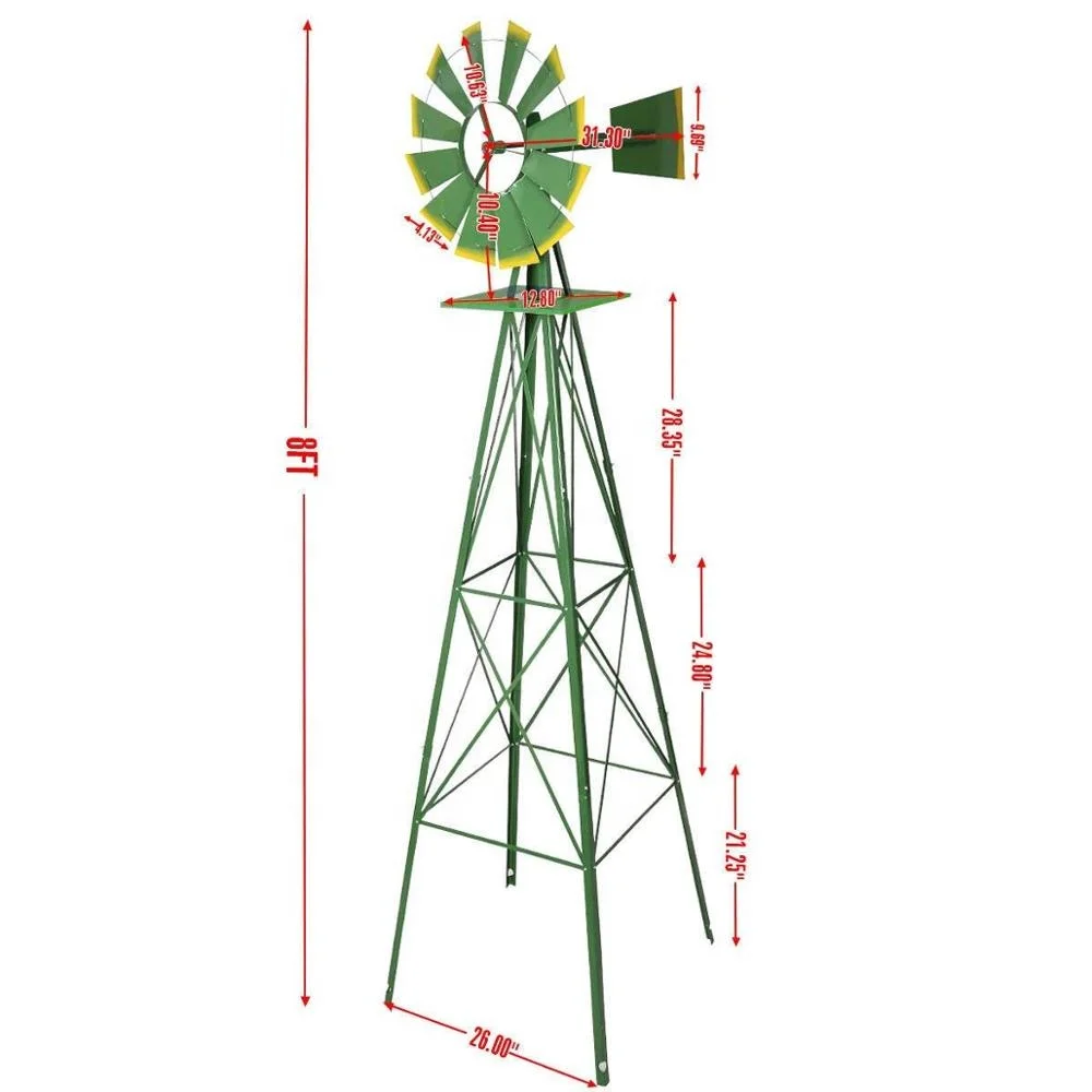 Beautiful Decorative Green Metal Weather Vane Garden Wind Mill