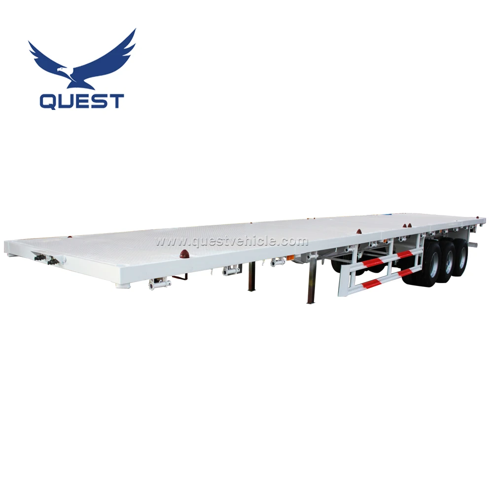 Cheap 2 Axle 20ft Used Trailer Container Flatbed Truck 20 Feet Flat Deck Semi for