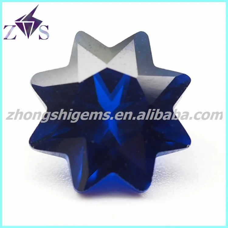 Eight-Pointed-Star shape Sapphire Blue Cubic Zirconia Gemstone