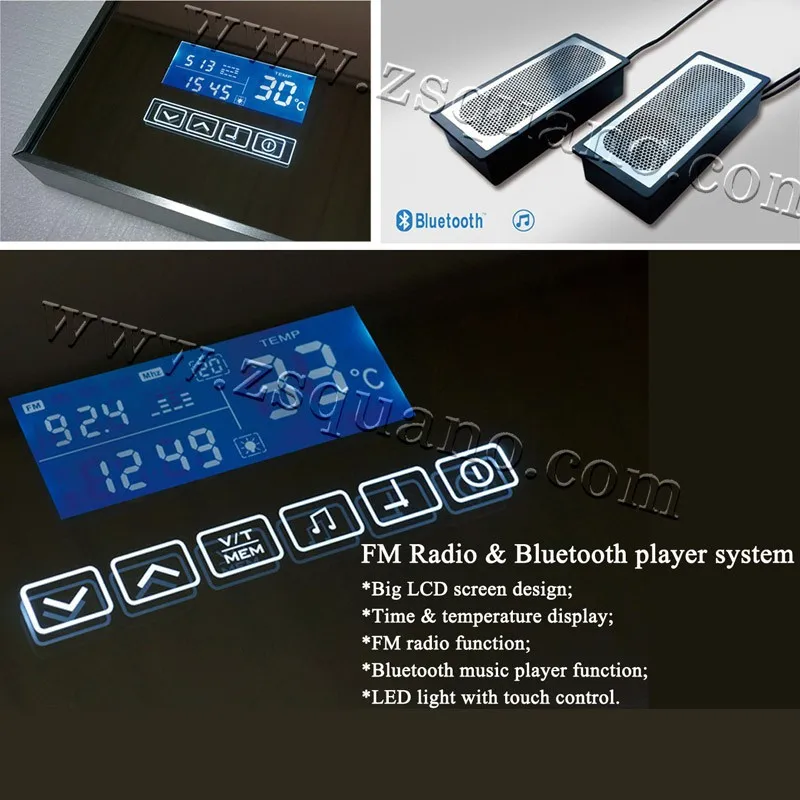 Touch Screen LED Backlit light Smart bathroom Mirror with Bluetooth player